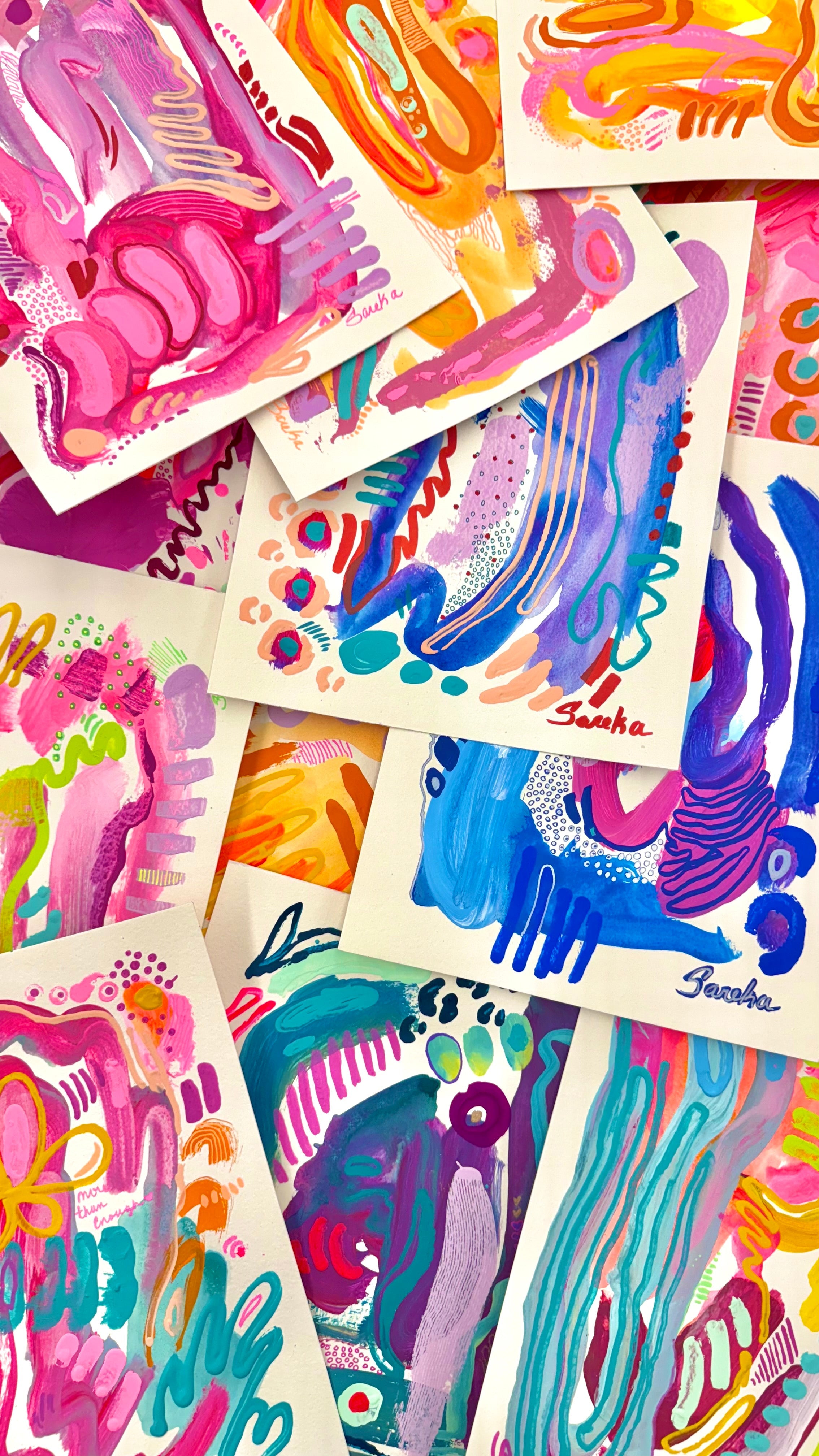 Colorful Abstract Artwork on paper by Sareka Unique in Ann Arbor Michigan