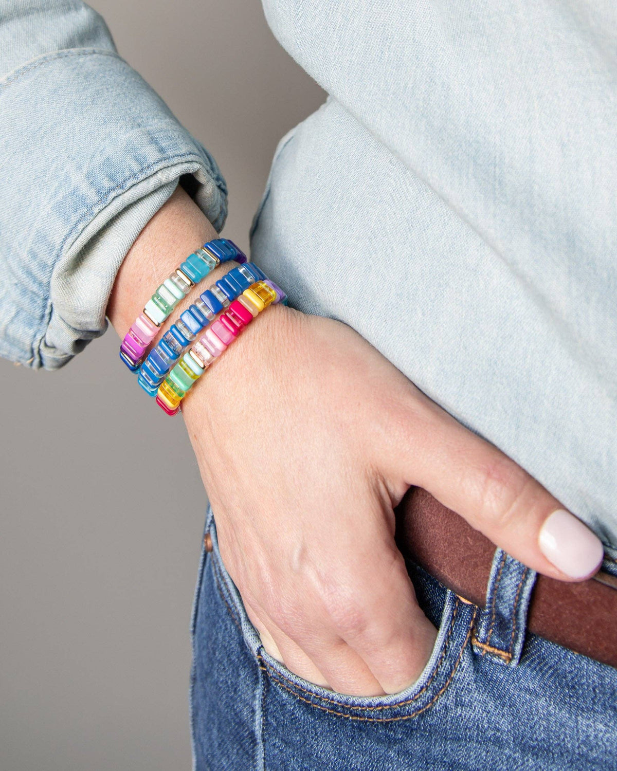 Daylight Blue Resin Tile Bracelet