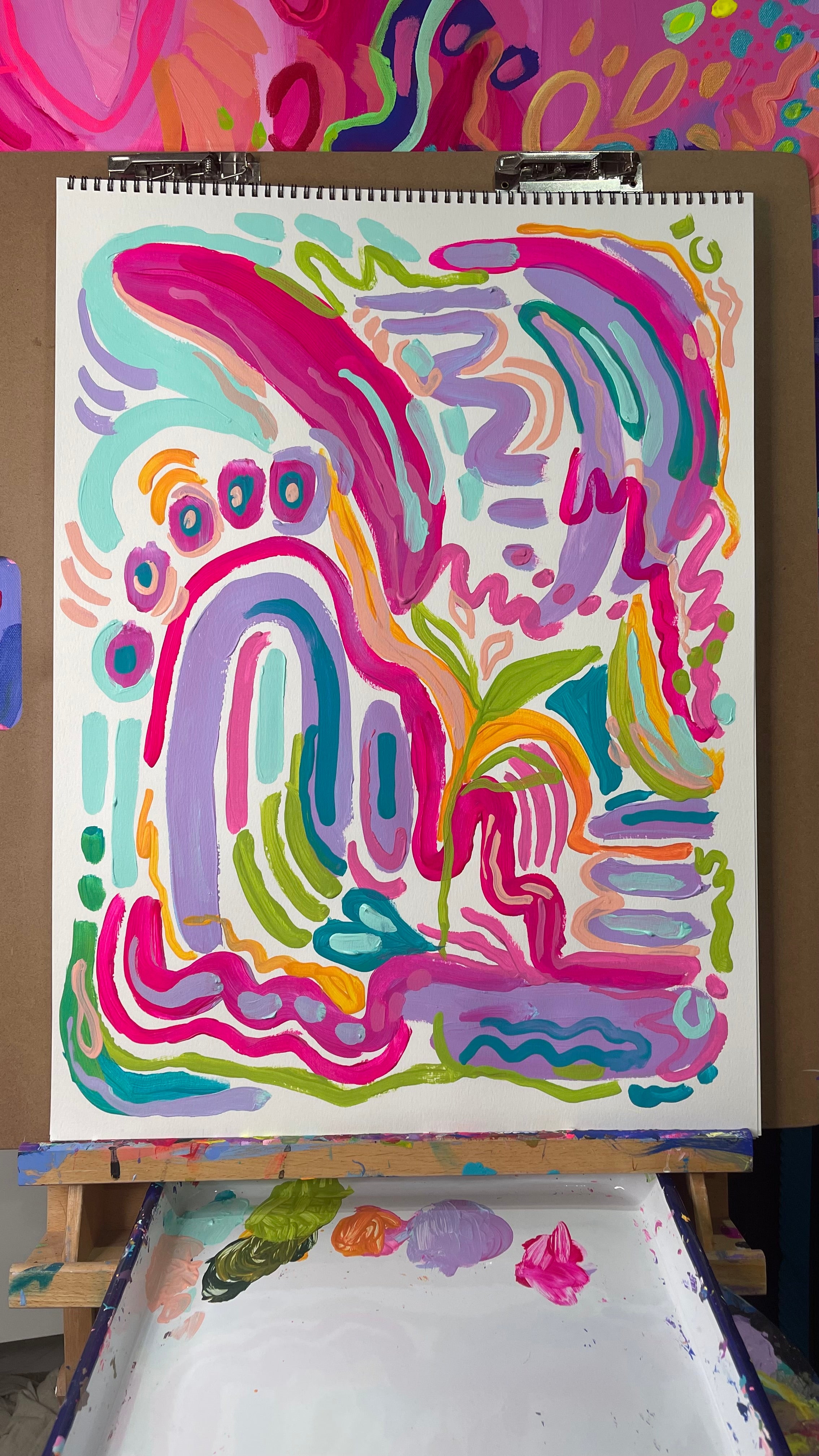 "Hello" 18x24" Original Painting on Paper