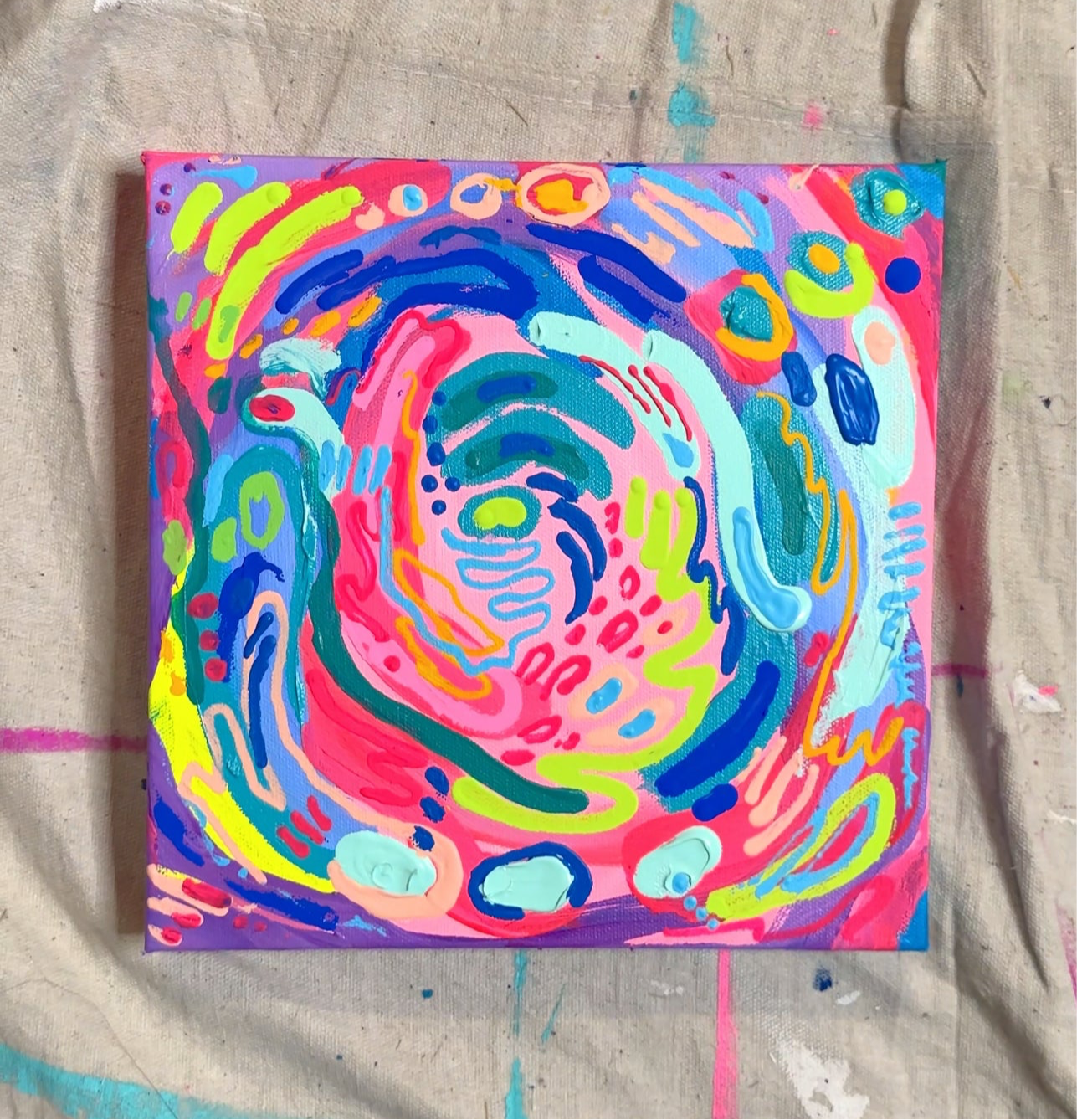 “Ready Go Round” 10 x 10” Original Painting on Canvas