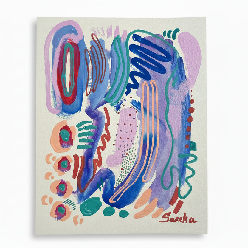 Abstract art on paper by Sareka Unique in Ann Arbor Michigan