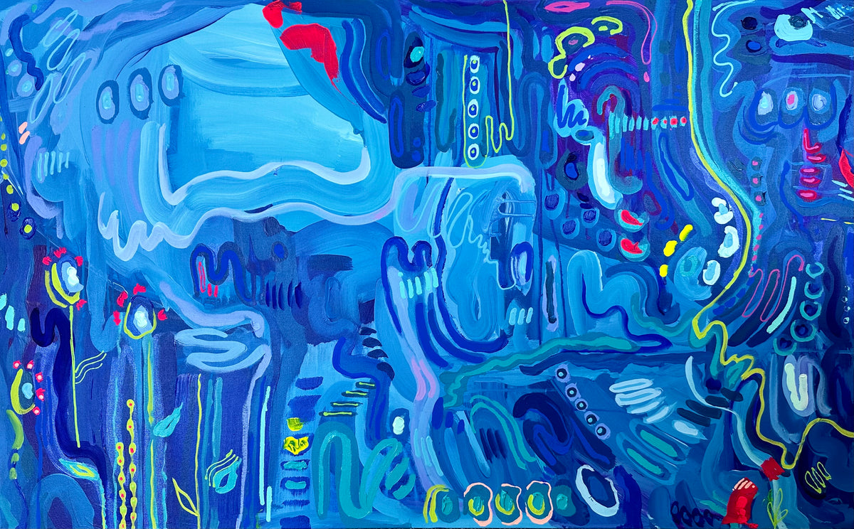“Blue Symphony" 30 x 48” Original Painting on Canvas
