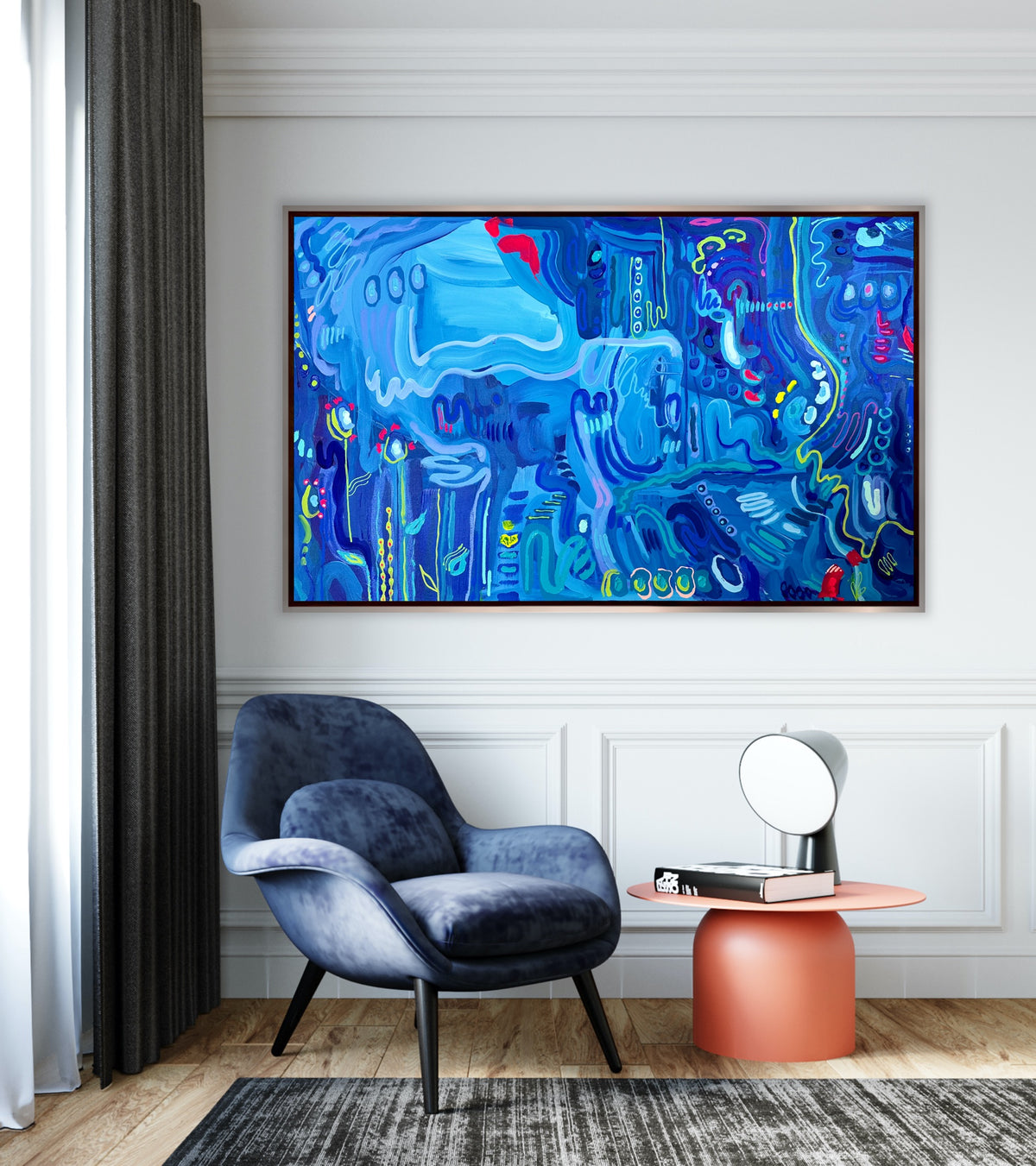 “Blue Symphony" 30 x 48” Original Painting on Canvas