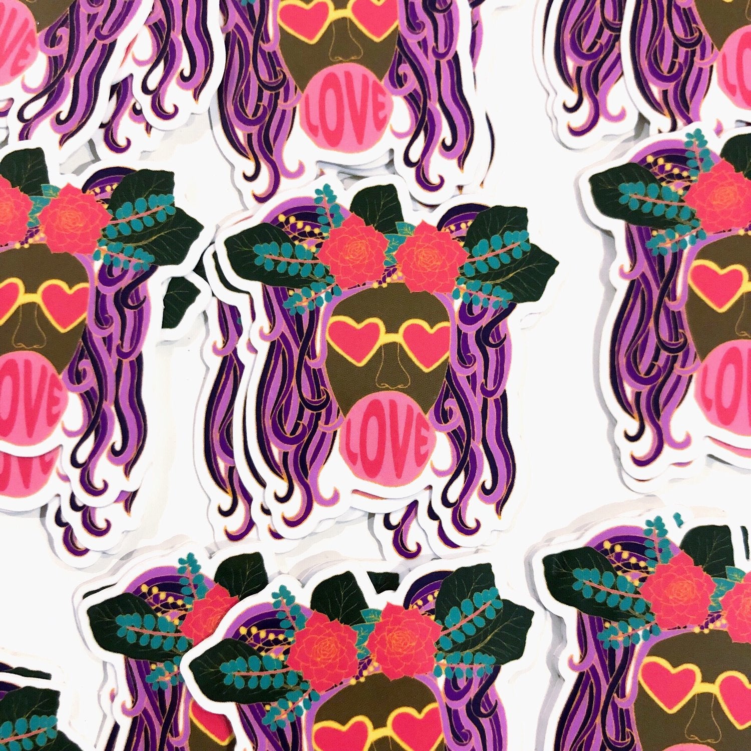 Set of 3 "Love Blows" Stickers