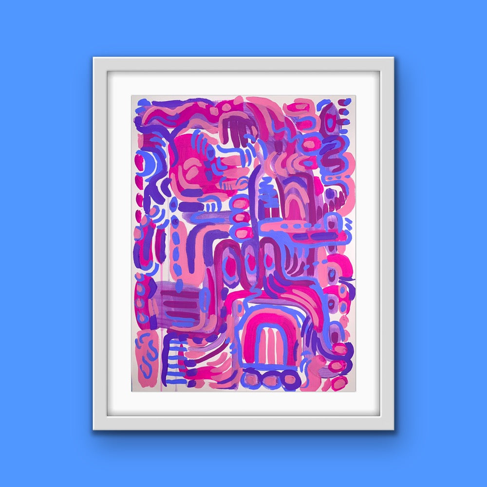 "Purple Maze" 18x24" Original Painting on Paper