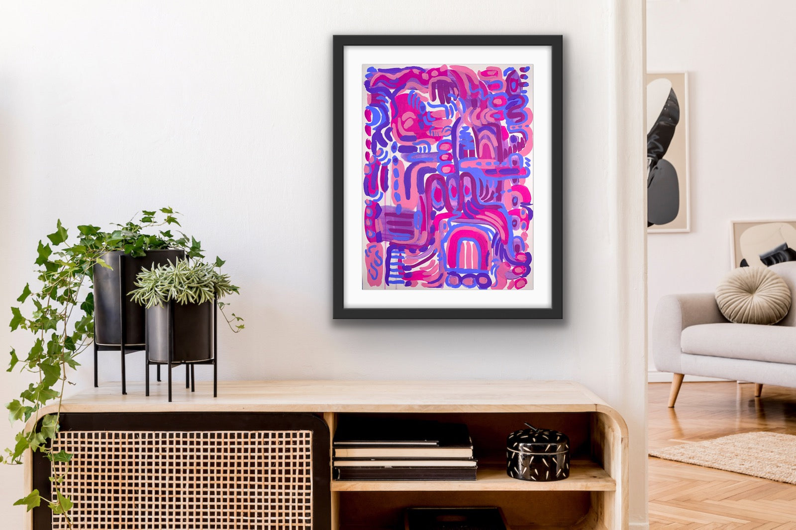 "Purple Maze" 18x24" Original Painting on Paper