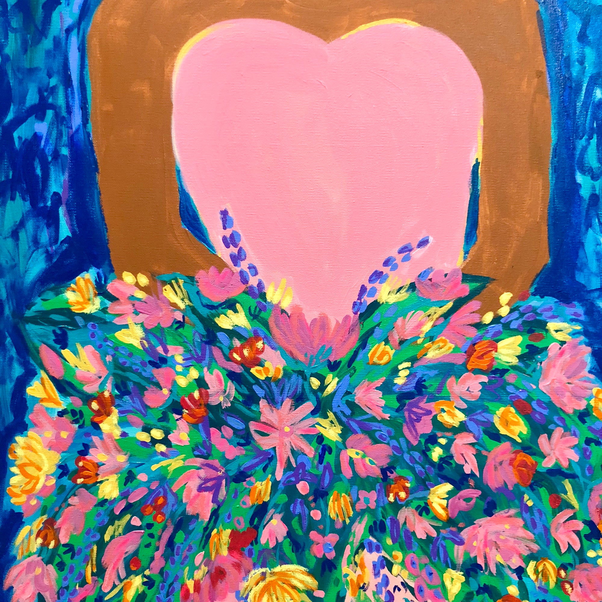 "Bring her Flowers" - 24 x 24 Original Painting on Canvas