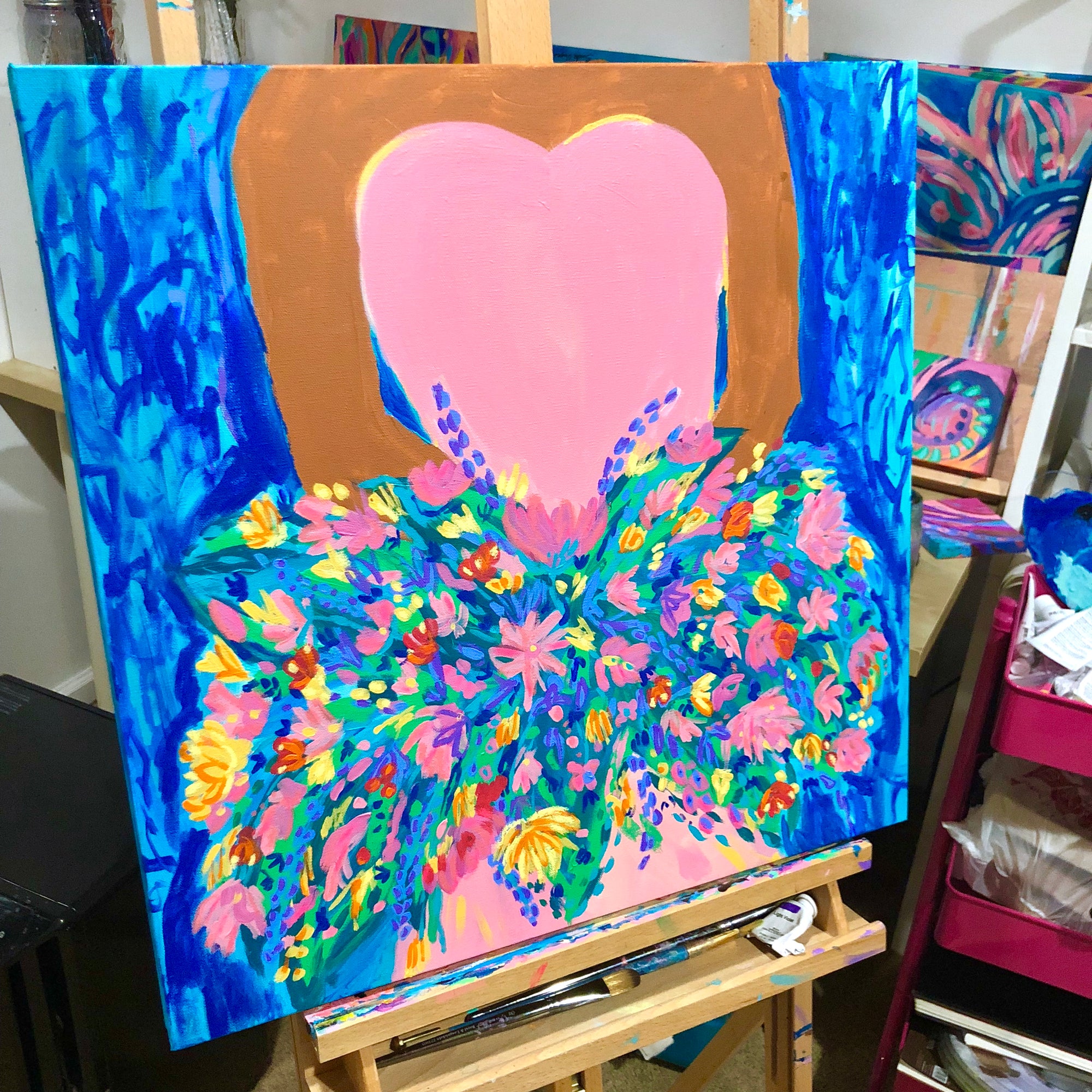 "Bring her Flowers" - 24 x 24 Original Painting on Canvas