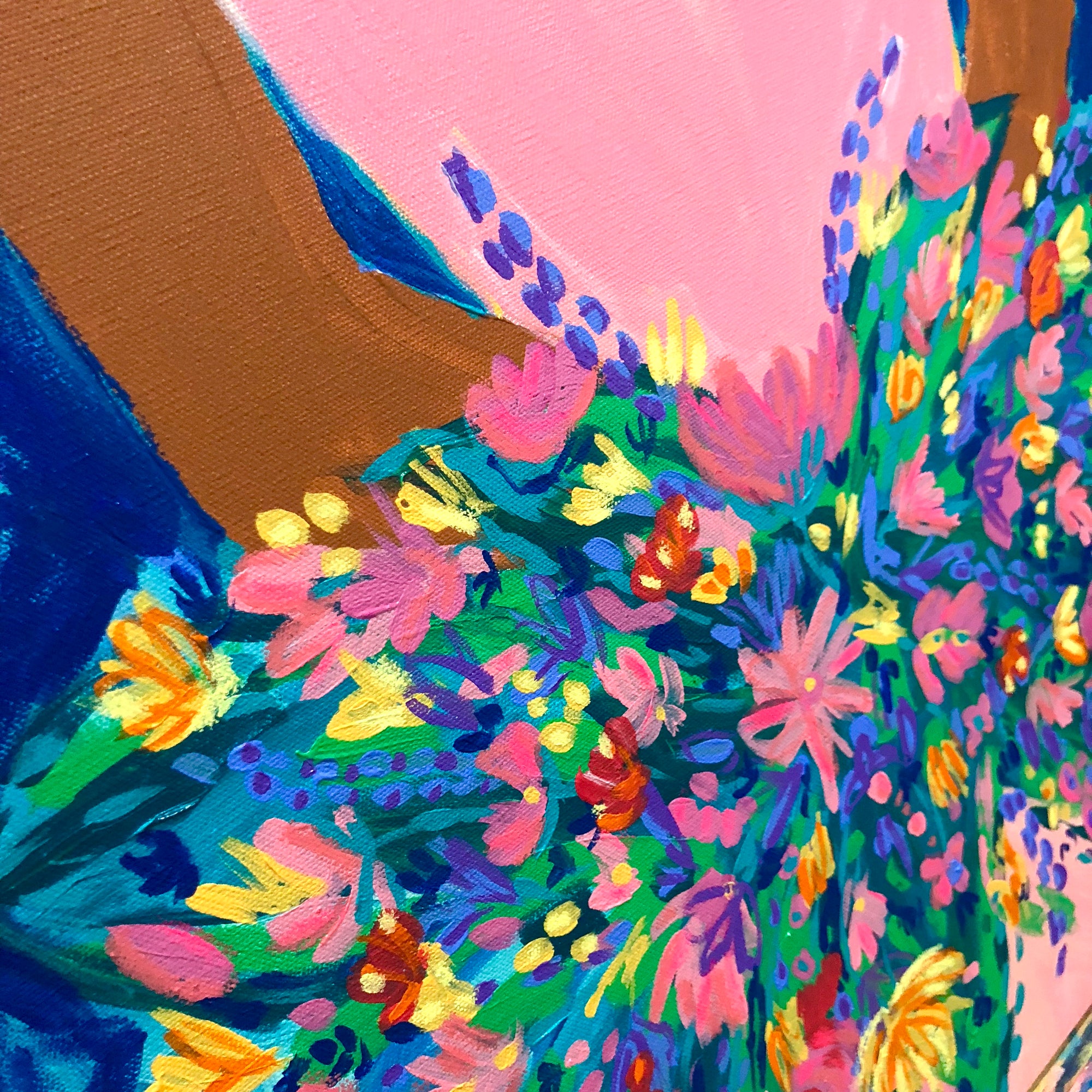 "Bring her Flowers" - 24 x 24 Original Painting on Canvas