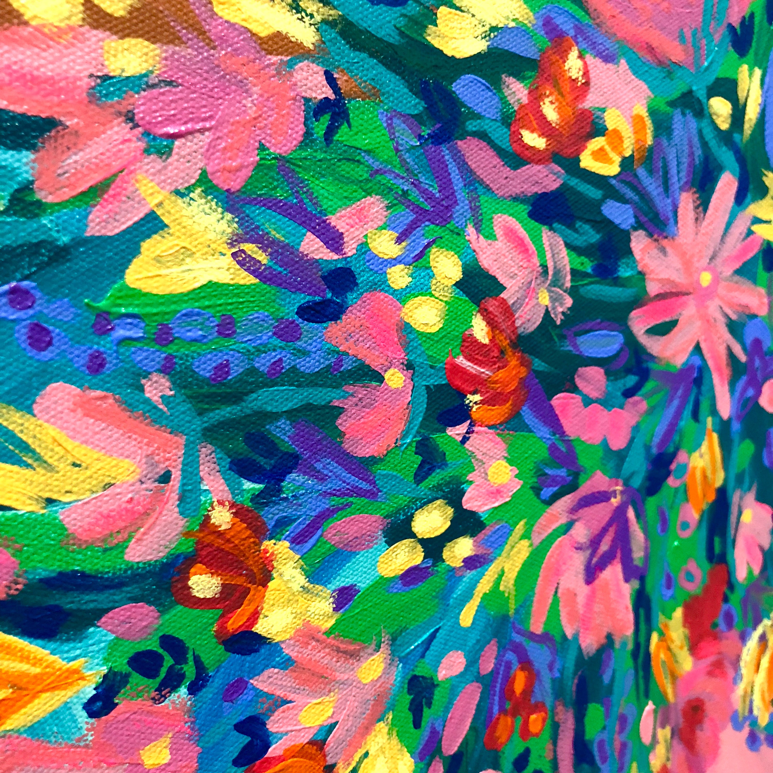 "Bring her Flowers" - 24 x 24 Original Painting on Canvas