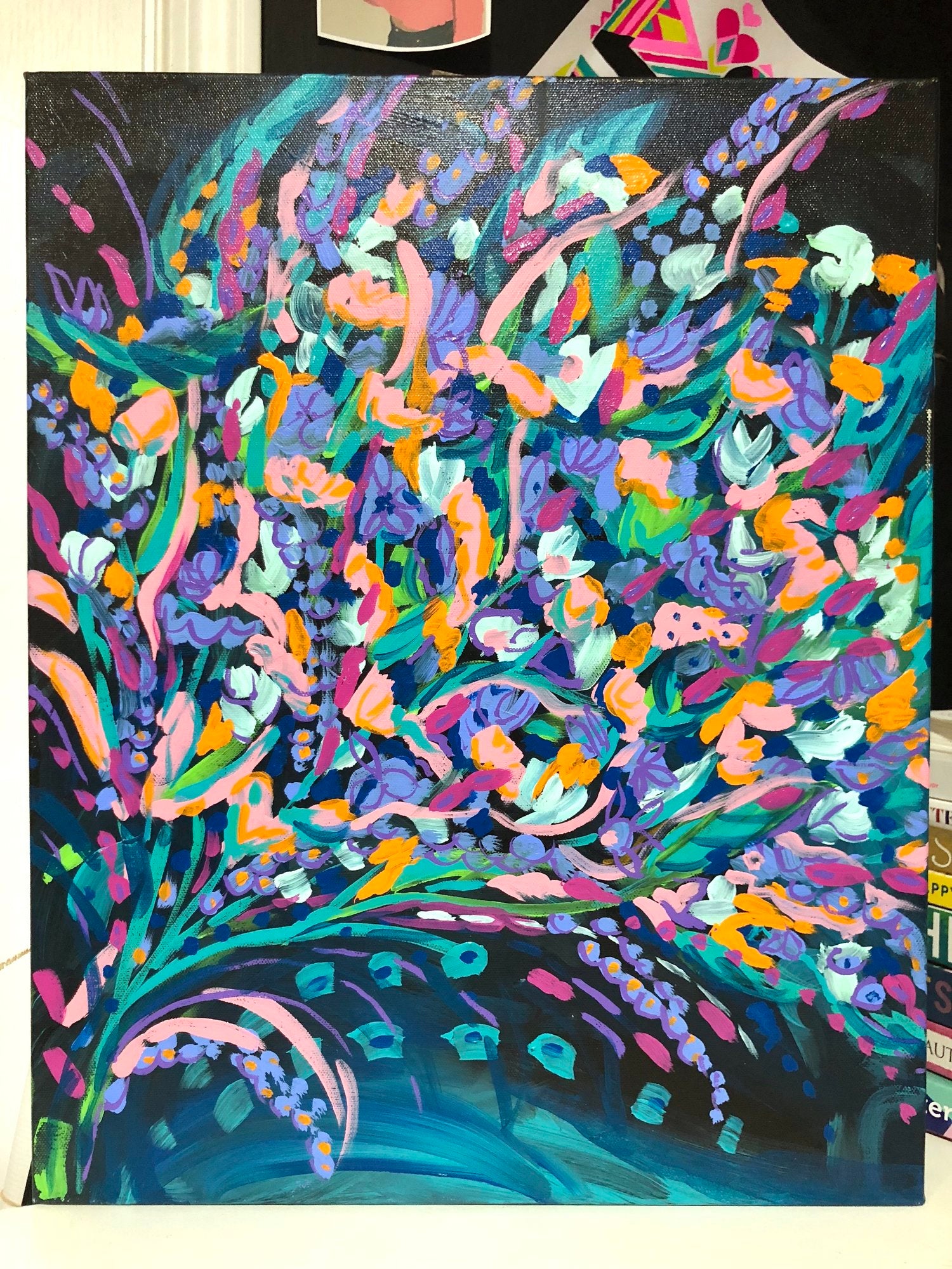 "Midnight Bouquet" - 16 x 20 Original Painting on Canvas