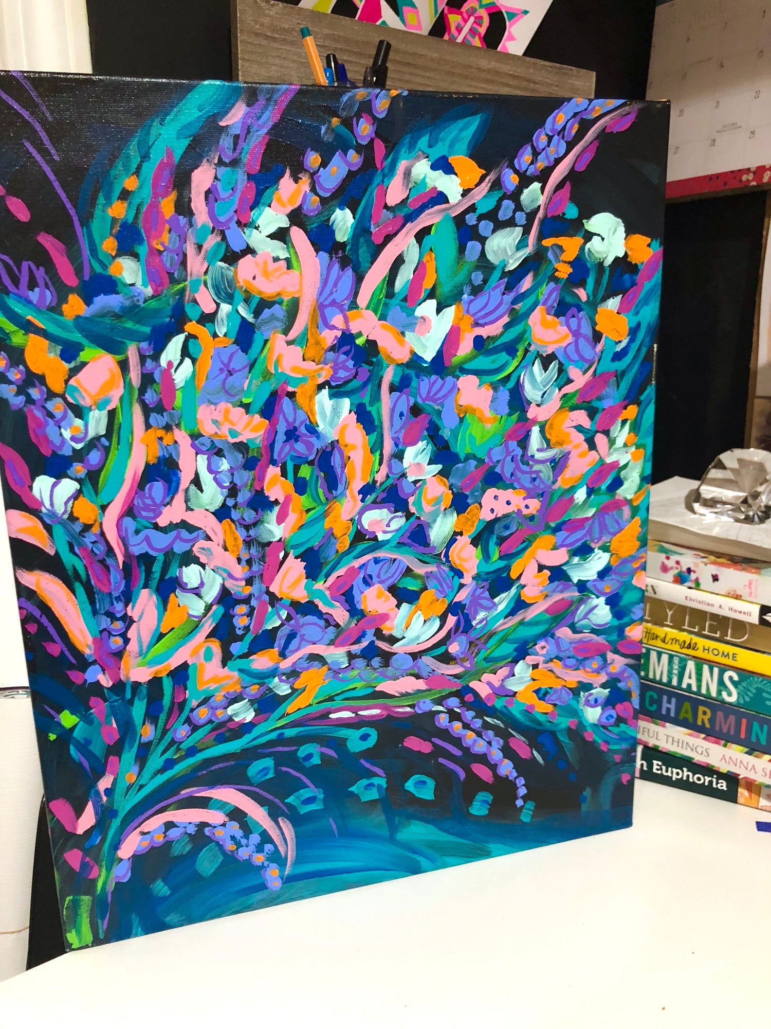 "Midnight Bouquet" - 16 x 20 Original Painting on Canvas