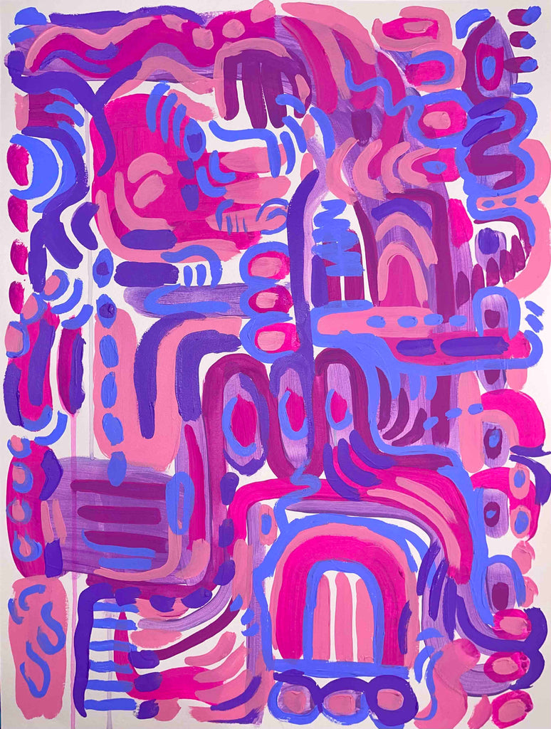 "Purple Maze" 18x24" Original Painting on Paper