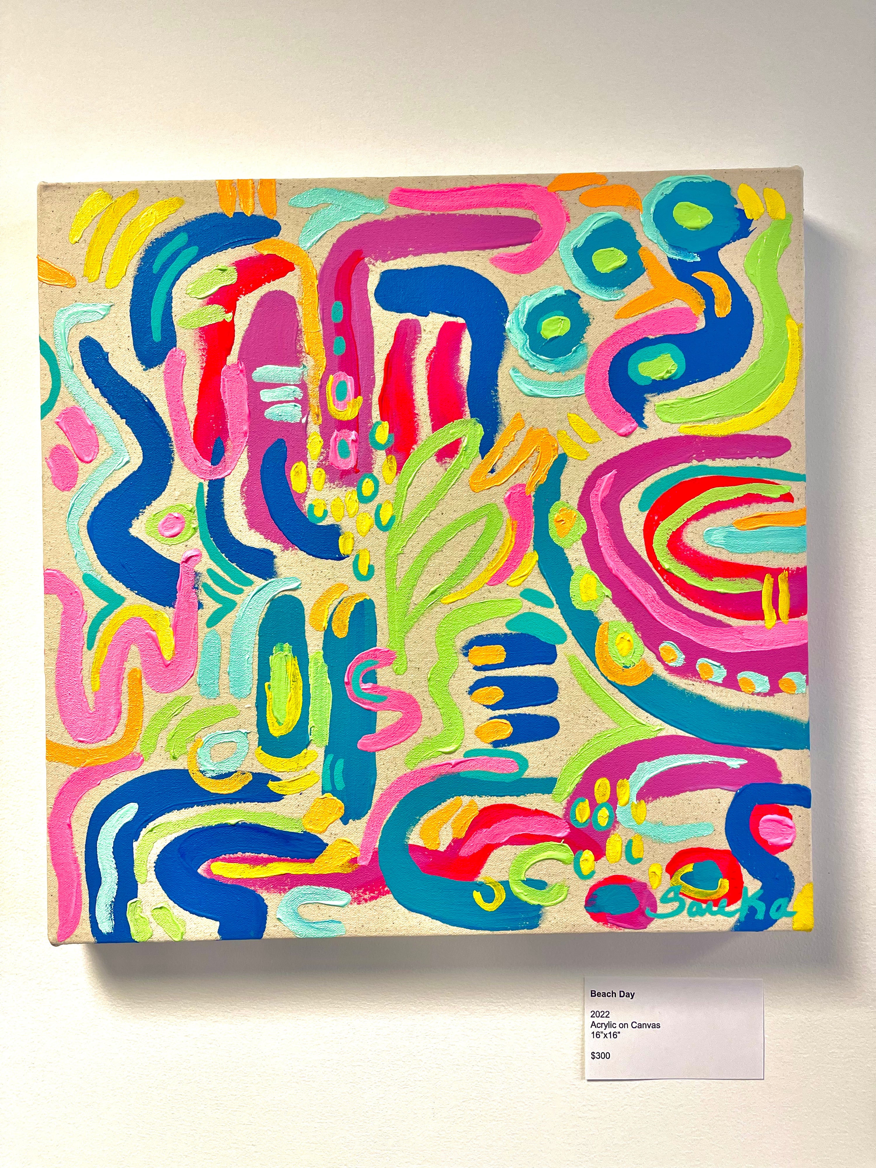 ‘’Beach Day” 16x16” Acrylic on Canvas