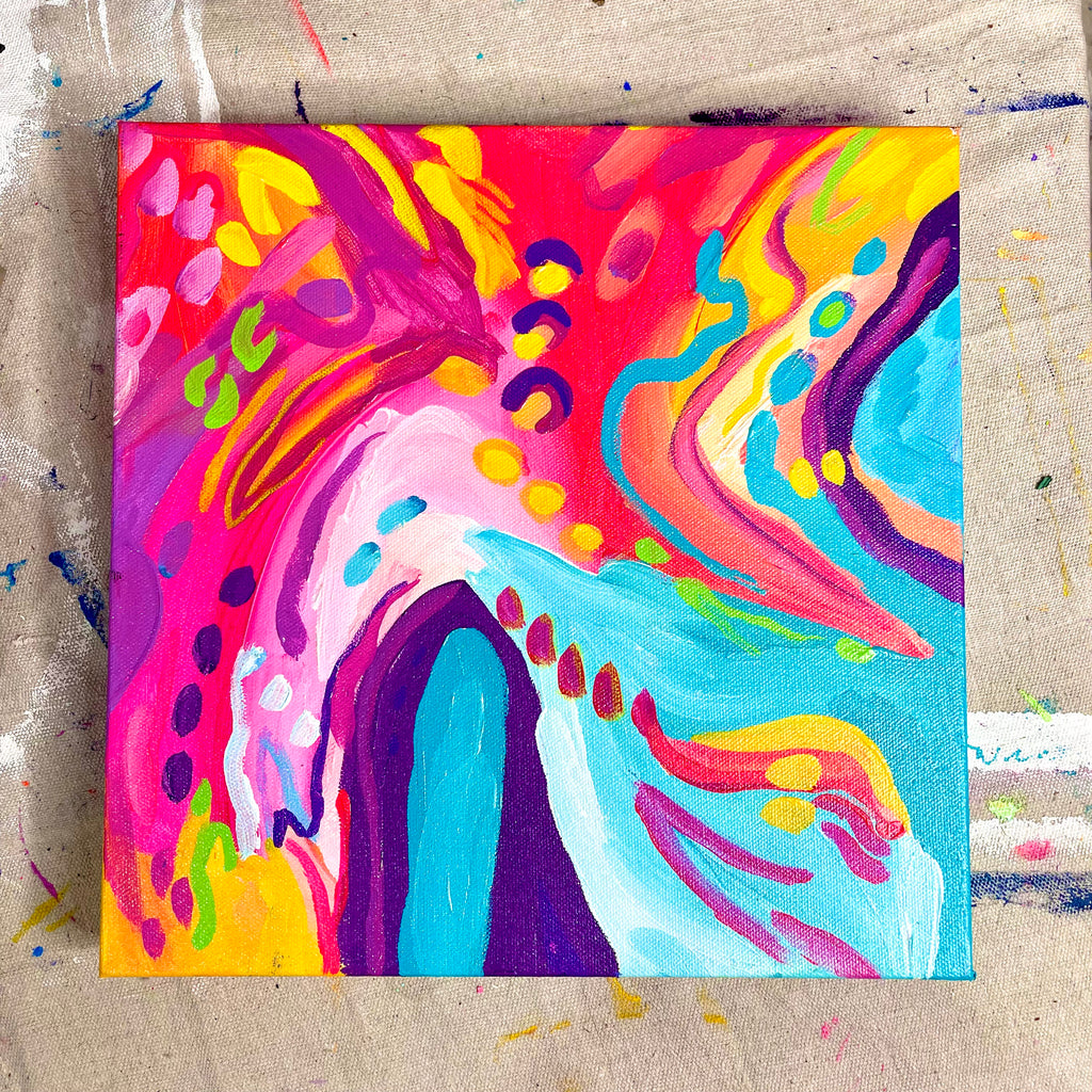 “Surfing the Sunset” 12 x 12” Original Painting on Canvas