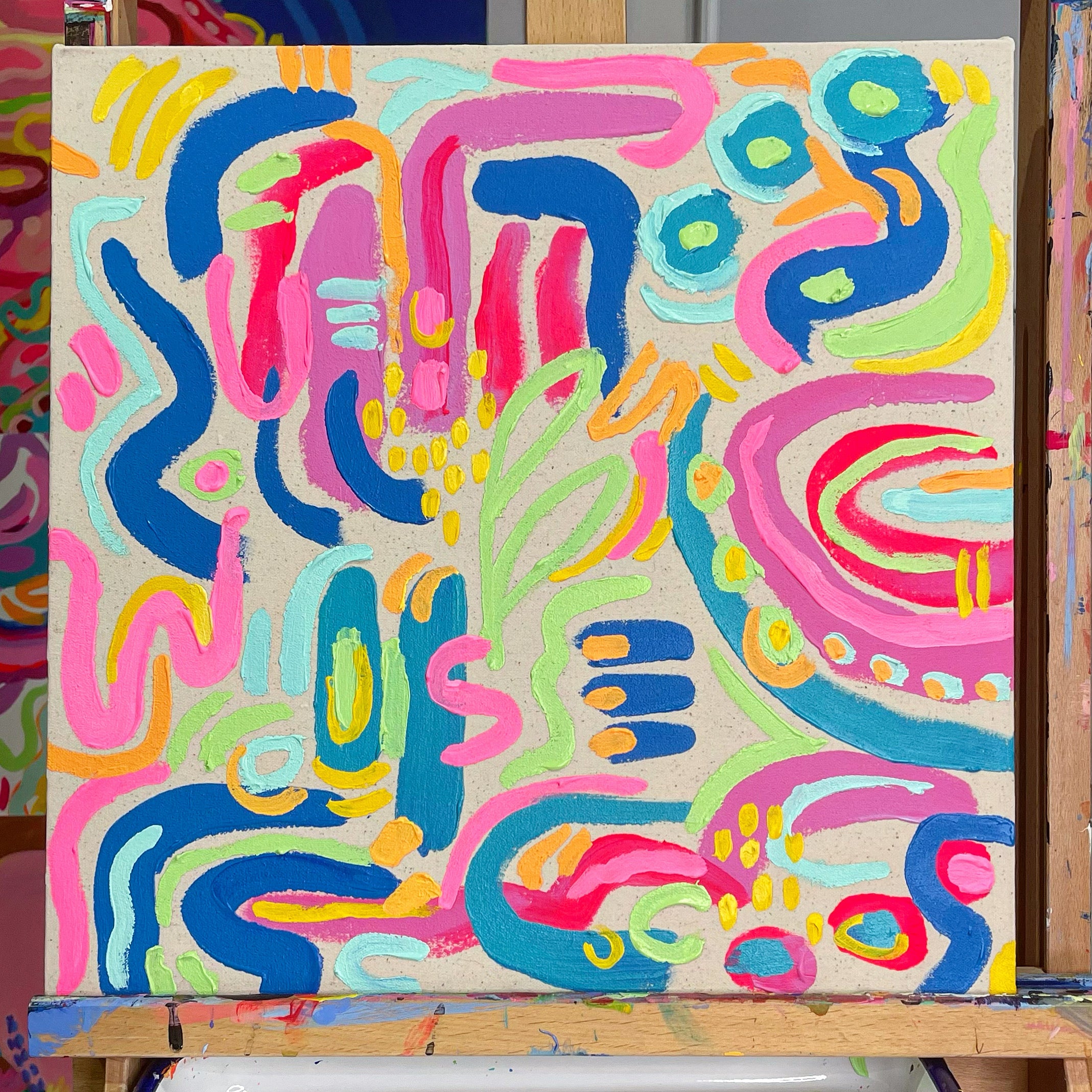 ‘’Beach Day” 16x16” Acrylic on Canvas