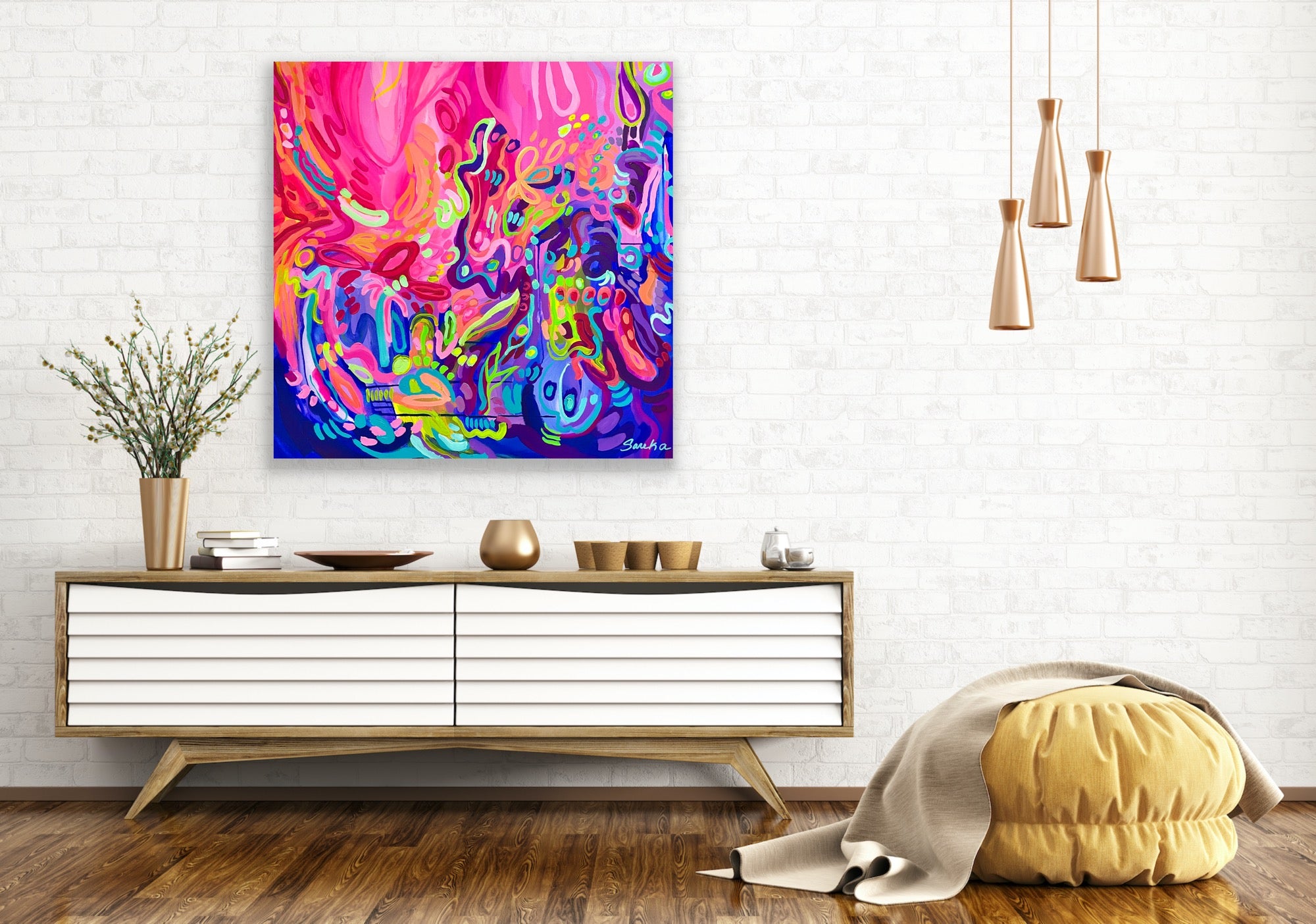 "Soul Desires" - 36 x 36" Original Painting on Canvas