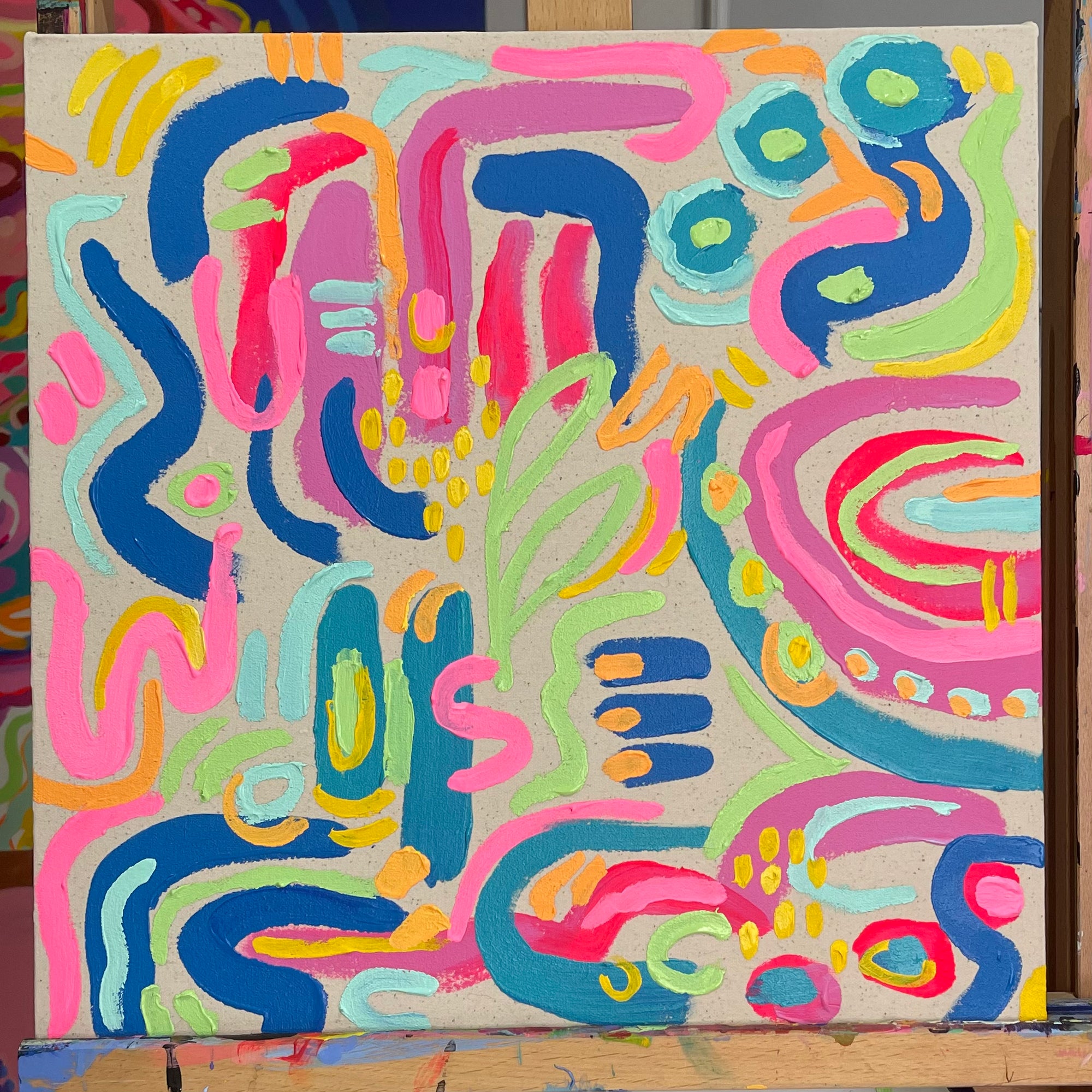 ‘’Beach Day” 16x16” Acrylic on Canvas