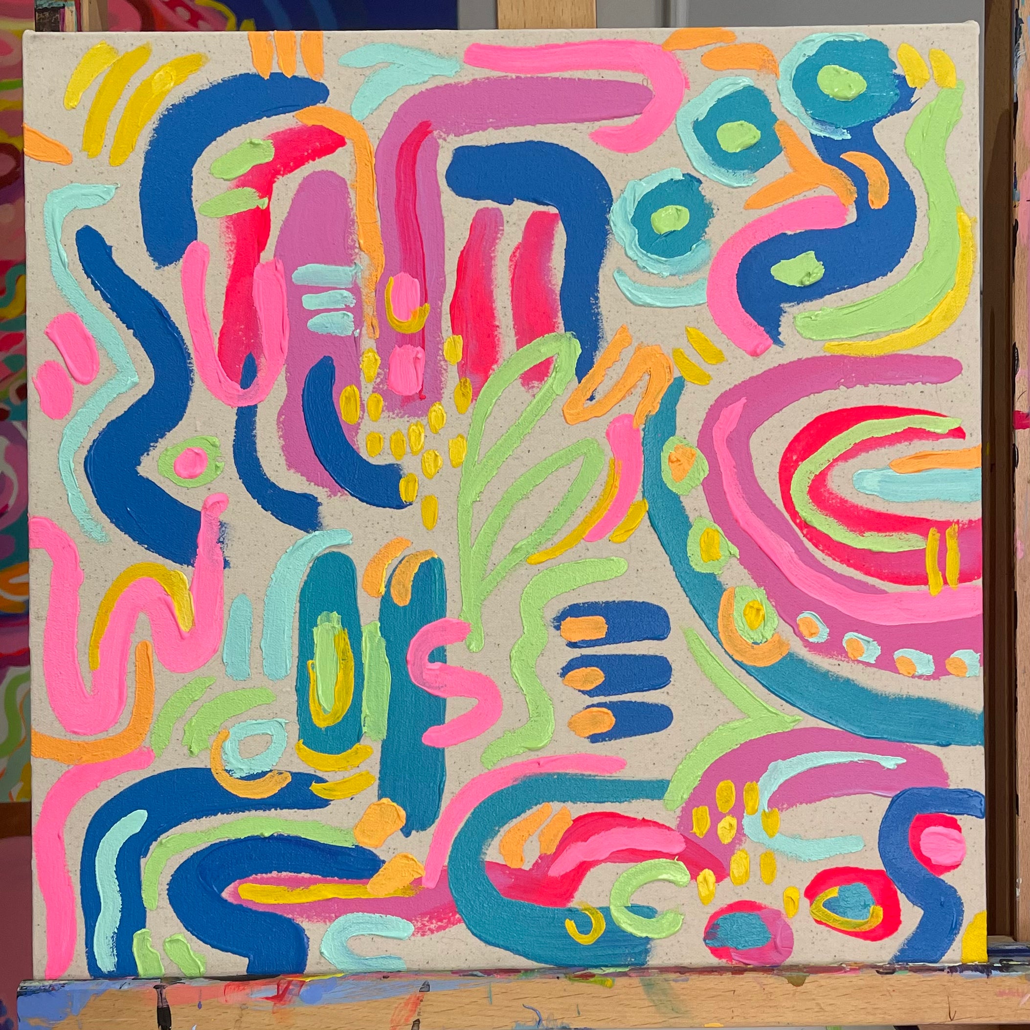 ‘’Beach Day” 16x16” Acrylic on Canvas