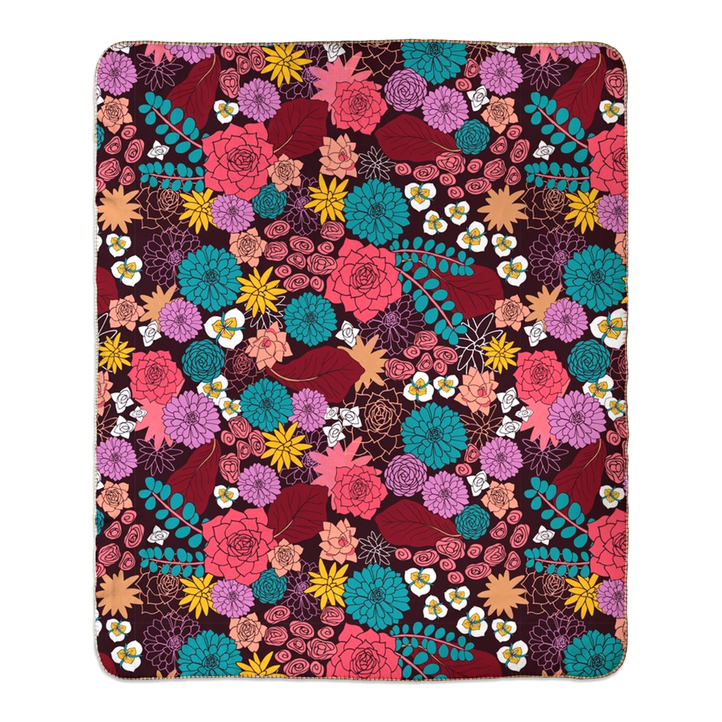 Succulent Garden Fleece Sherpa Blankets
